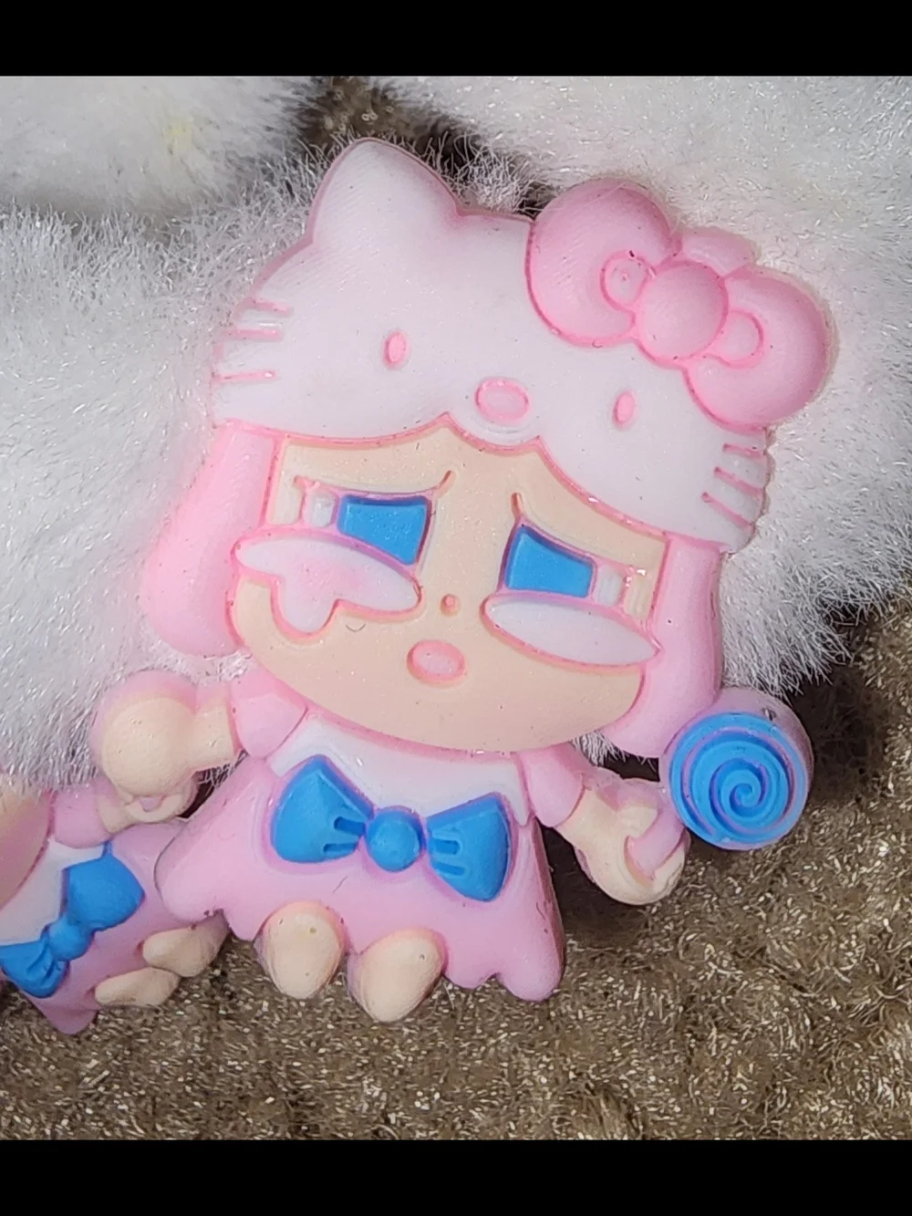 Sanrio White Plush Hair Ties with Pink Character Charms Set/2 $6